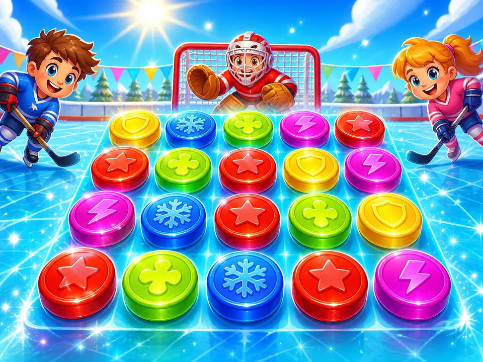 Rink Match cartoon board with penguin and polar bear